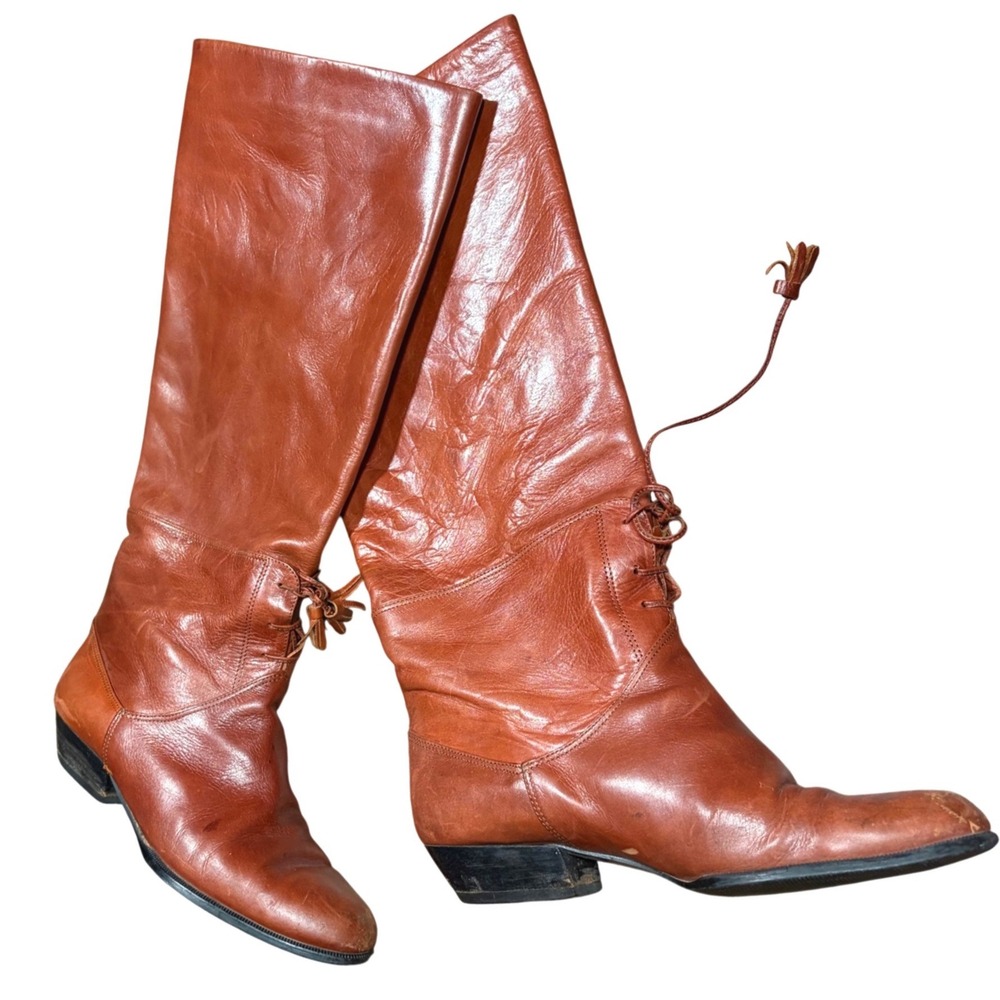 Victorian Liz Claiborne Vintage Leather Tall Boots Made in Italy Size 6 M